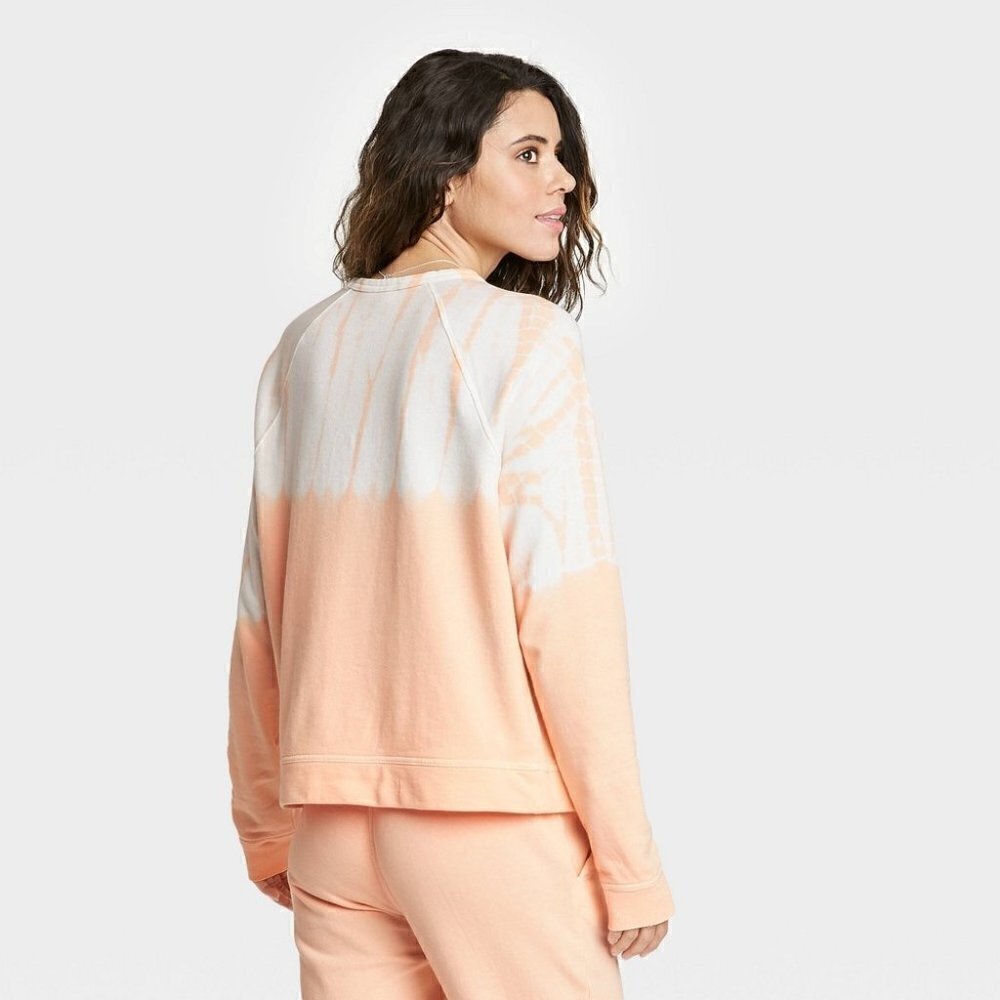Universal Thread Orange & White Tie Dye Crewneck Pullover Sweatshirt S